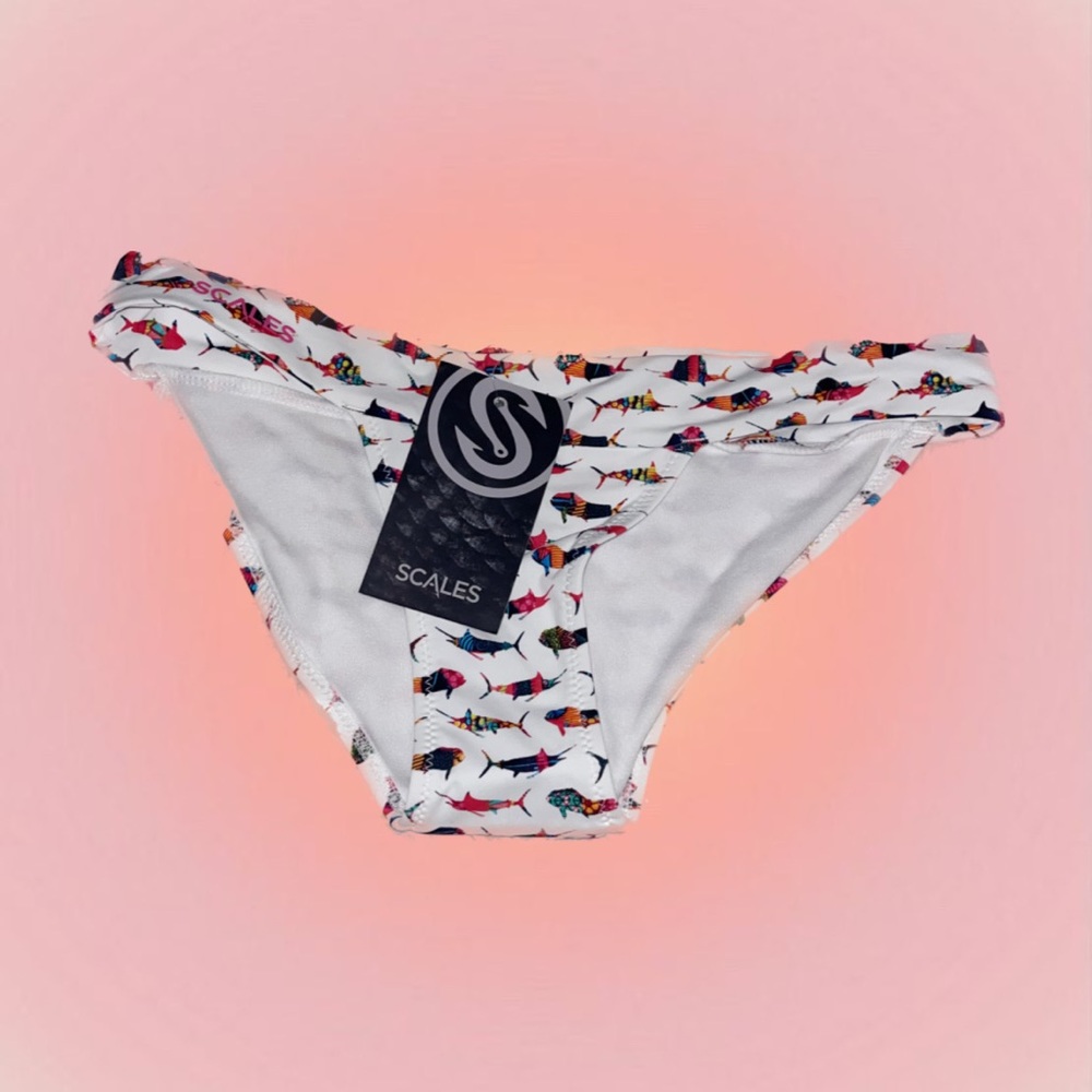 white and rainbow fish bikini bottoms 🌊✨
